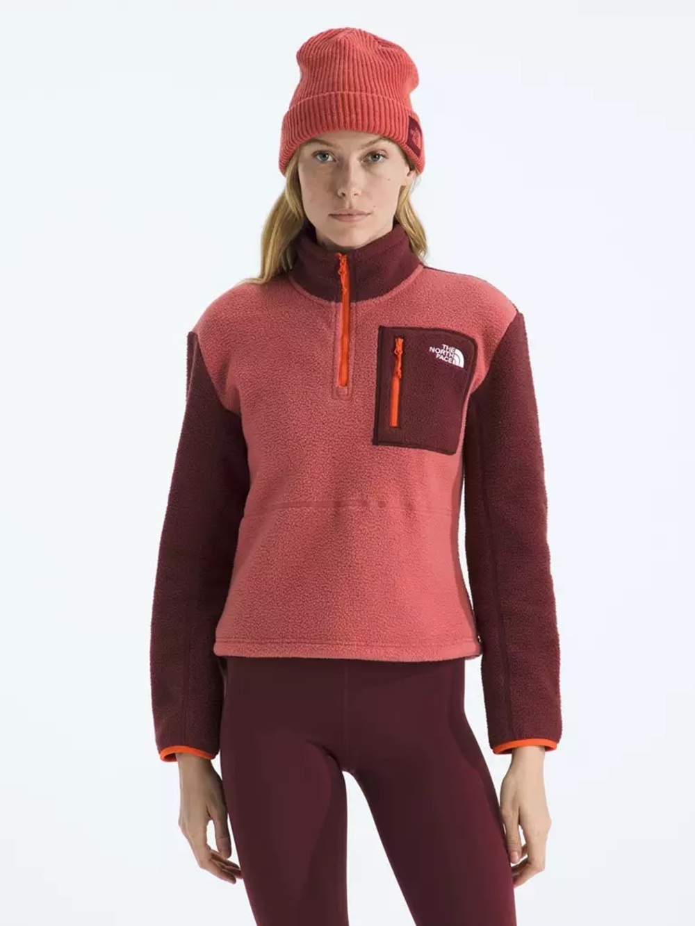 The North Face Two-Tone Pink & Burgundy Fleece Pullover
